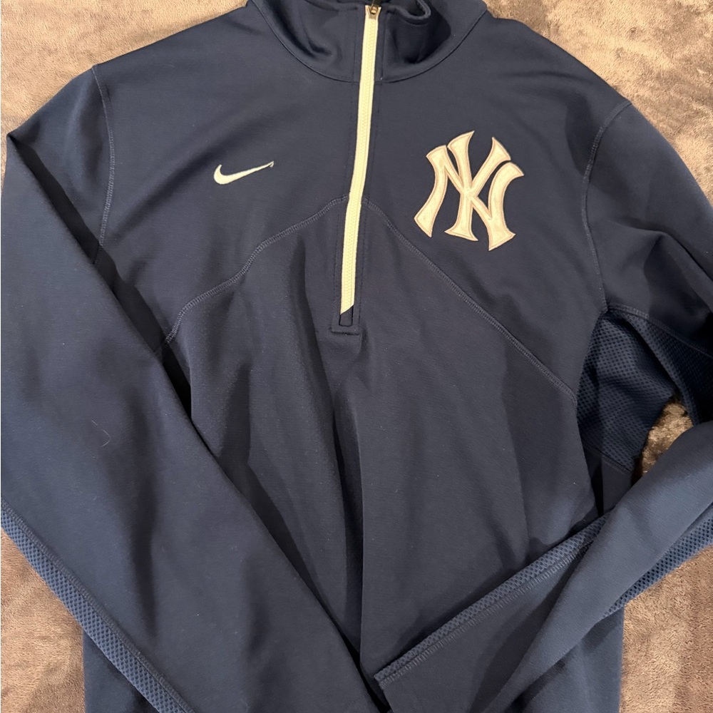 Nike Navy Blue NY Yankees Quarter-Zip Sweater with White Accents